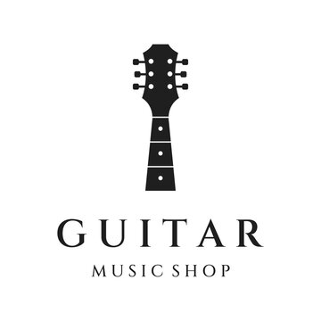Logo design for simple guitar musical instruments, music, bands, live music, and acoustics, nightclubs.