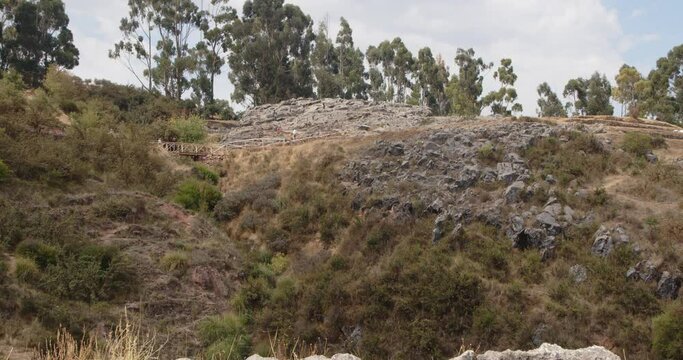 Qenqo carved rocks on andes mountains, Peru - 4k Timelapse