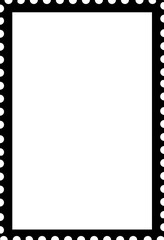 Blank Open Postage Edge Outline Portrait Template Black on White
