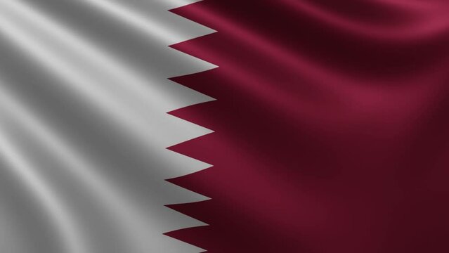 The flag of Qatar flutters in the wind close-up, the national flag of Qatar flutters in 3d, in 4k resolution. High quality 4k footage