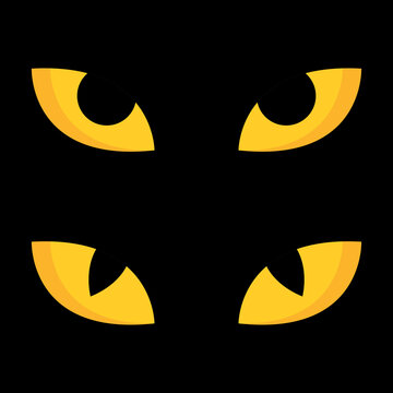 Yellow Cat Eye With Black Background Vector