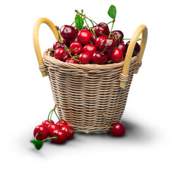 Fresh ripe cherries on white background