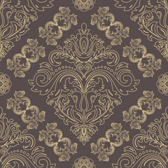 Orient vector classic brown and yellow pattern. Seamless abstract background with vintage elements. Orient pattern. Ornament for wallpapers and packaging