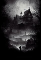Naklejka na ściany i meble dark and moody horror background from a halloween nightmare