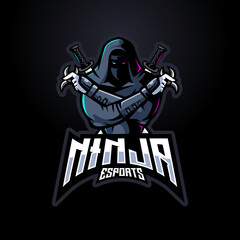 Dark ninja mascot logo for team esport gaming badge emblem and t-shirt design © Artchilles