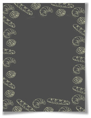 frame with bread vector hand drawn set illustration in graphic style. Vector hand drawn vintage engraving illustration for poster, label and menu bakery shop