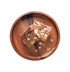 chocolate cake on a plate isolated and save as to PNG file