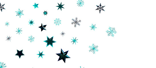 Snowflakes and bokeh lights on the blue Merry Christmas background. 3D render