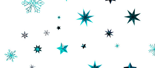 Abstract Gold Star Falling Soft Focus Background, 3D rendering.