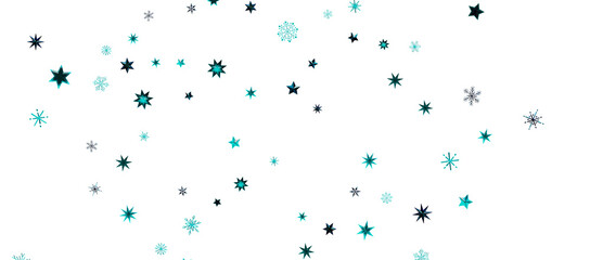 Fototapeta premium Snowflakes and bokeh lights on the blue Merry Christmas background. 3D render