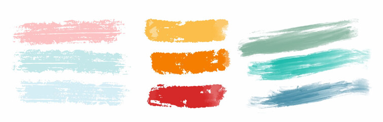 Set of pastel colorful watercolor brush isolate on white, vector.