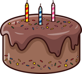 Chocolate cake There are toppings on top and birthday candles