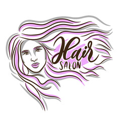 Beautiful girl, hair salon, handwritten inscription for a beauty salon, fashion