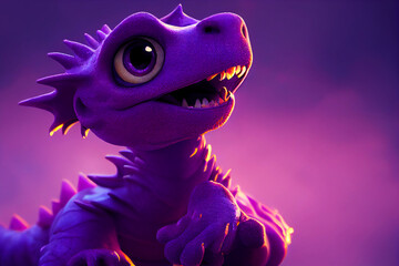 Baby purple dragon. Close up.
