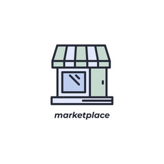 Vector sign marketplace symbol is isolated on a white background. icon color editable.