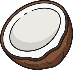 Mature Coconut and half coconut Brown hard shelled, Broken coconut