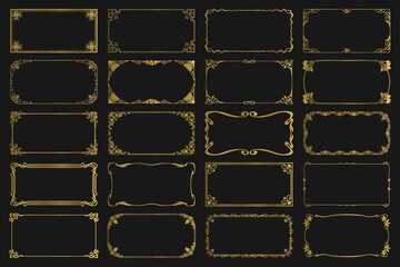 Black background gold photo frame picture frame and border set