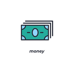 Vector sign money symbol is isolated on a white background. icon color editable.