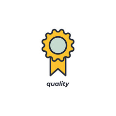 Vector sign quality symbol is isolated on a white background. icon color editable.