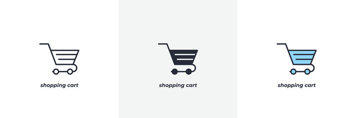 shopping cart icon. Line, solid and filled outline colorful version, outline and filled vector sign. Idea Symbol, logo illustration. Vector graphics