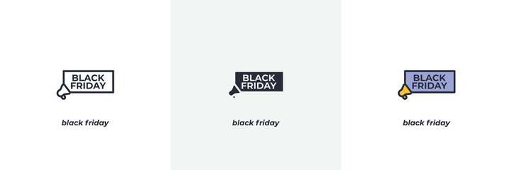 black friday icon. Line, solid and filled outline colorful version, outline and filled vector sign. Idea Symbol, logo illustration. Vector graphics