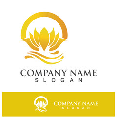 lotus flower logo design vector illustration