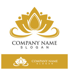 lotus flower logo design vector illustration