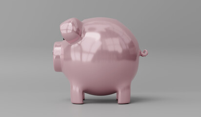 Piggy bank isolated on grey background - 3D illustration