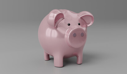 Piggy bank isolated on grey background - 3D illustration