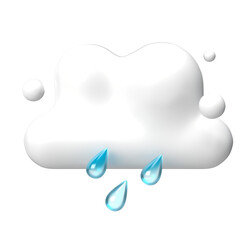 3d cloud rainy showers or drizzle cute rendering illustration