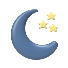 3d moon and stars rendering night icon cute illustration