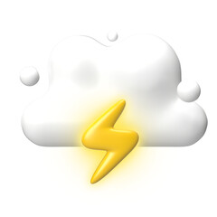 3d thunderstorms lighting icon cute illustration render