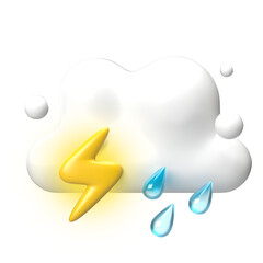 3d rainy with storm icon rendering illustration