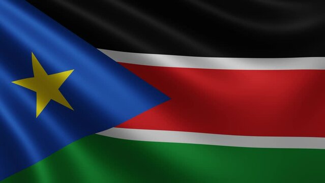 South Sudanese the flag flutters in the wind close-up, the national flag of South Sudan fluttering in 3d, in 4k resolution. High quality 4k footage