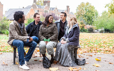 Fototapeta premium Adult Education: Student Friends. A group of mature students enjoying a break from their studies. From a series of related images on the subject.