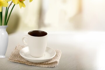 A Retro vintage cup of coffee on the desk