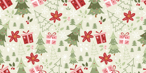 Winter and Christmas Themed Seamless Pattern