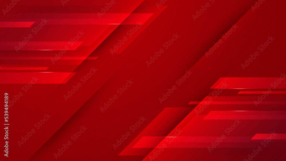 Poster Modern red abstract futuristic technology background. Abstract lines pattern technology on red gradients background. Vector abstract graphic design banner pattern presentation background web template.
