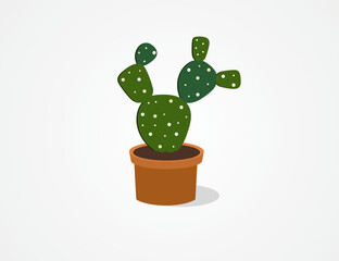 Home flower (cactus) in a pot. Vector icon.