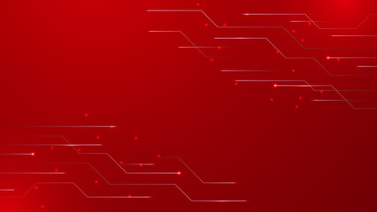 Modern red abstract futuristic technology background. Abstract lines pattern technology on red gradients background. Vector abstract graphic design banner pattern presentation background web template.