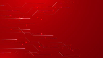Modern red abstract futuristic technology background. Abstract lines pattern technology on red gradients background. Vector abstract graphic design banner pattern presentation background web template.