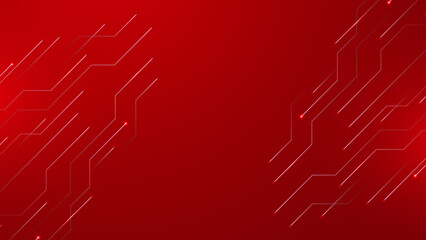Modern red abstract futuristic technology background. Abstract lines pattern technology on red gradients background. Vector abstract graphic design banner pattern presentation background web template.