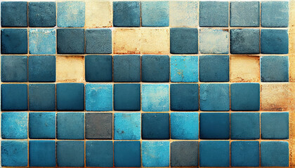 Blue and yellow textured tile background. Can be used as wallpaper.