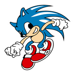 Vector illustration of cartoon in blue with red shoes