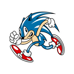 Vector illustration of cartoon in blue with red shoes