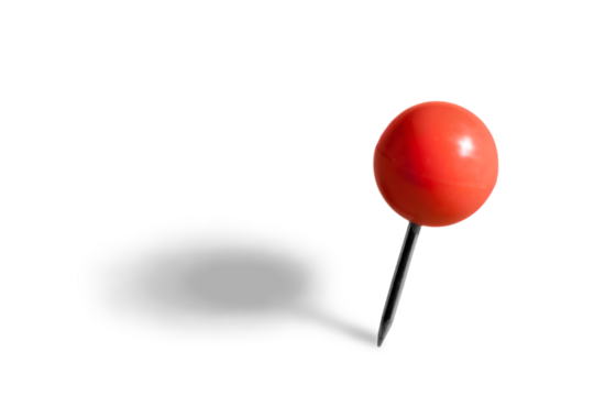 Isolated pin pushpin thumbtack small plastic shadow