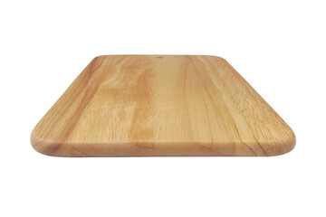 Wooden cutting board isolated on white, wide angle image.