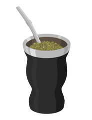 Vectorial illustration of an Argentinian mate tea drink