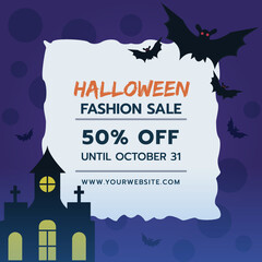 Halloween sale social media post or social media banner template