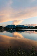 sunset over the lake